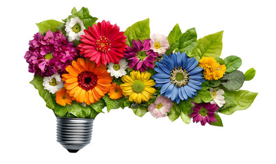 Obraz premium Colorful flowers arranged as lightbulb.