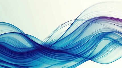 Flowing Wave Patterns in Blue and Purple Creating a Serene Atmosphere Against a White Backdrop
