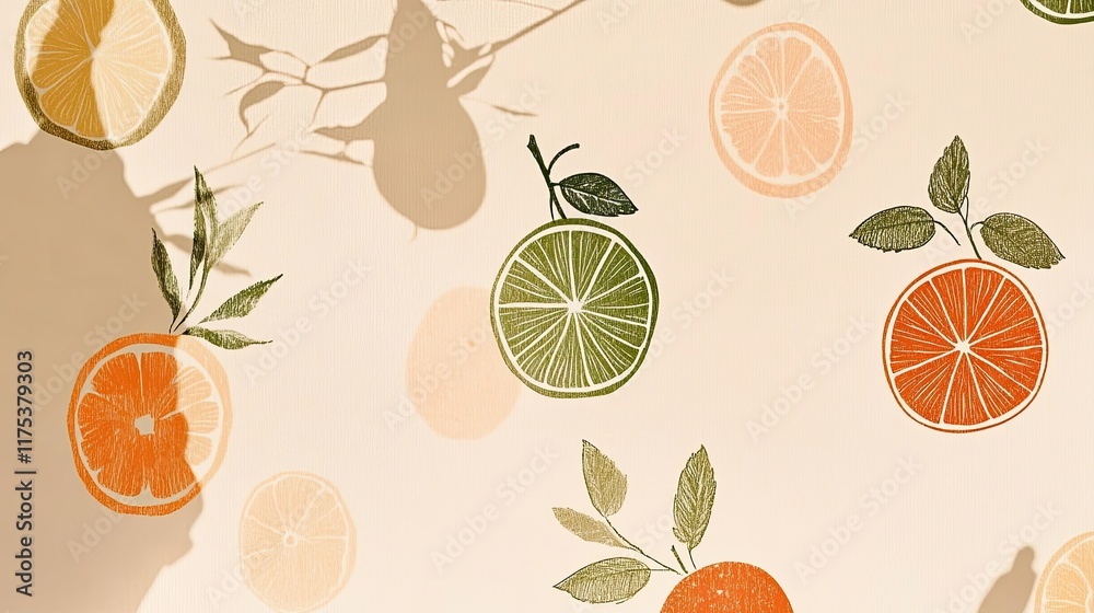 Aufkleber delightful fruit patterns create a playful atmosphere in a bright and minimal design style