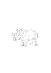 Fototapeta premium Geometric Polygonal Rhino Vector Design in Black and White with Abstract Patterns on Transparent Background