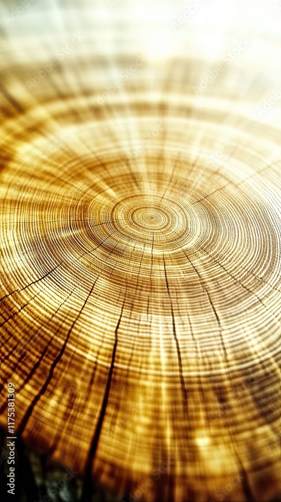 Poster exploring the beauty of concentric tree rings in muted tones and intricate textures