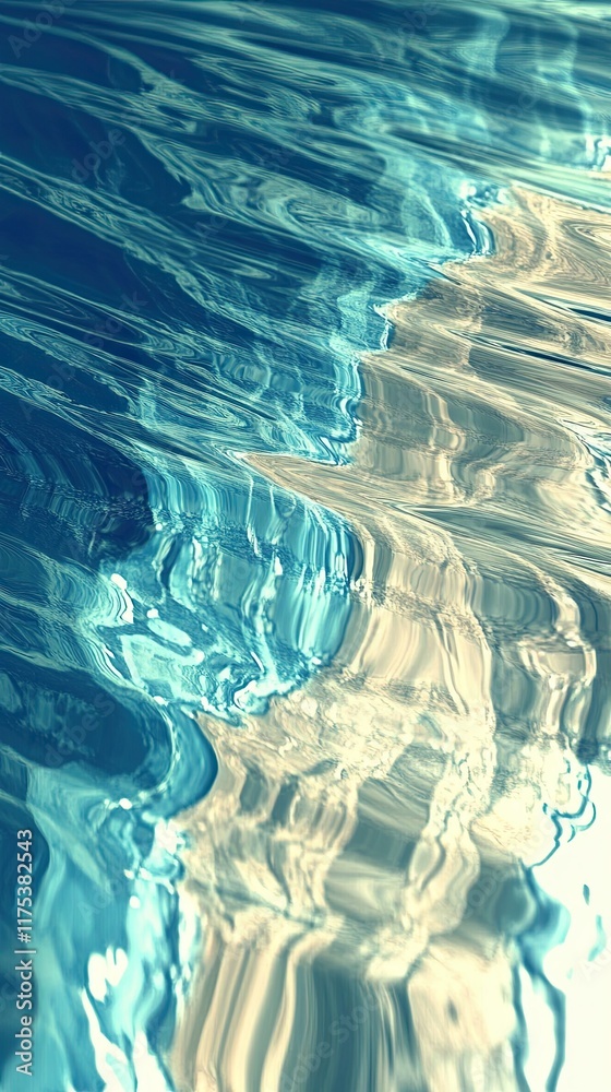 Poster rippling patterns of tranquility with soft blue and white hues in water