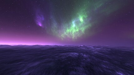 Obraz premium Alien Aurora: A Night Sky on an Unknown Planet