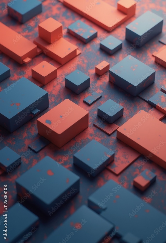 Poster Pastel Rectangular Cubes in 3D