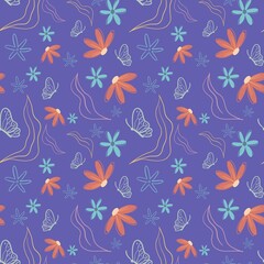 Vibrant Floral Seamless, Charming Blooming Flowers Pattern