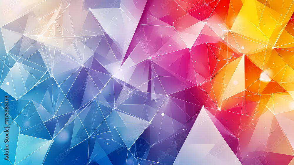 Fototapete abstract geometric design featuring vibrant colors and intricate triangular patterns for digital art