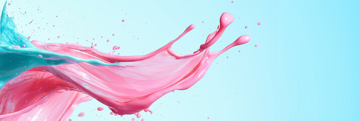 a splash of color then waves of pink and turquoise