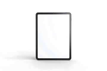 Realistic isolated blank tablet mockup with clear screen and sharp edges on white