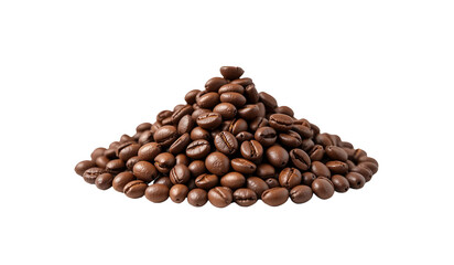 Desain A pile of roasted coffee beans on a transparent background.