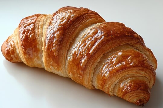 croissant isolated on a white background showcasing its flaky texture and goldenbrown crust representing classic french pastry craftsmanship in a food photography style