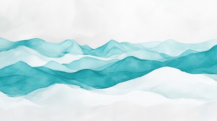 Fototapeta premium Abstract Teal and White Mountain Range Artwork