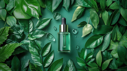 Bio Skincare Cream and Serum Development in Cosmetic Laboratory with Leaves