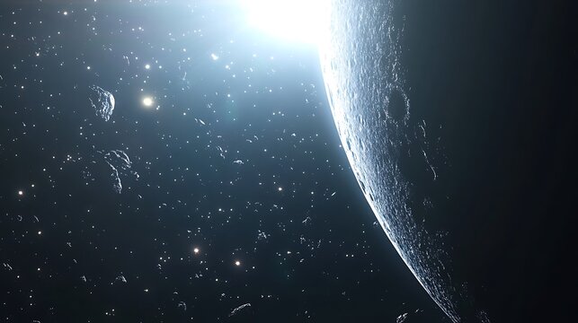 Expansive nebula with deep space tones and sparkling stars scattered throughout