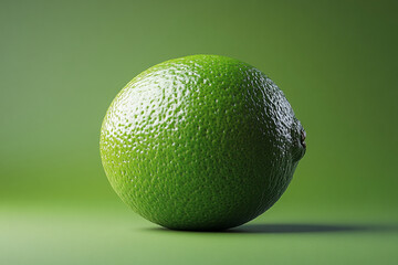 A Single Lime Rests on a Green Background