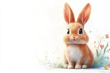 Obraz premium Adorable Bunny on Peach Background