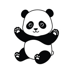Cute Baby panda silhouette vector graphic.