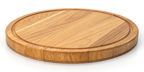 Round Wooden Cutting Board Isolated on a White Background for Culinary Use