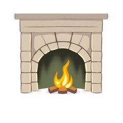 Fototapeta premium Cozy Fireplace Illustration: A charming illustration of a fireplace with a warm, crackling fire. Perfect for adding a touch of homey ambiance to your designs.
