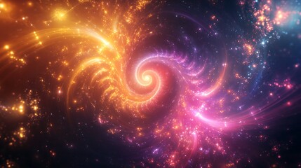 Obraz premium Swirling cosmic nebula illuminated with star clusters and vibrant interstellar light