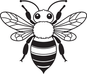 Black and White Honey Bee Illustration Minimalist Graphic Art