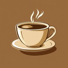 Obraz premium Coffee cup icon, sleek design, deep brown backdrop, modern aesthetic, perfect for branding or digital applications