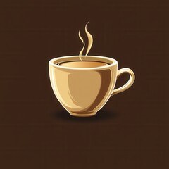 Obraz premium Coffee cup icon design, minimalistic style, rich brown backdrop, modern aesthetic, perfect for branding or digital applications