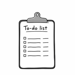 To-Do List: A simple, clean illustration of a to-do list on a clipboard, perfect for adding your own text, reminders, or tasks.  