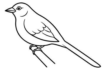 Bird Perched on Branch Line Art Vector Illustration - Nature SVG Design