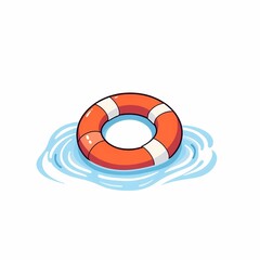 Lifebuoy in the Water: A simple yet powerful image of a red and white lifebuoy floating on the water, symbolizing safety, hope, and support. Perfect for a wide range of uses.