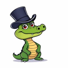 Naklejka premium Sophisticated Crocodile Cartoon Character