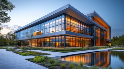 Modern laboratory building with clean lines and specialized ventilation features