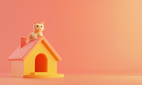 Pet care event cat on a house cozy environment indoor viewpoint creative concept for pet lovers