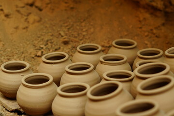 clay pots on the ground