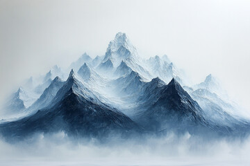 Obraz premium Majestic Winter Mountain Range Enveloped In Mist