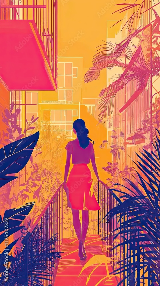 Poster celebrate the new year with colorful architecture and vibrant designs in a minimalistic style