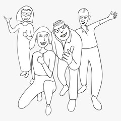 Two girls and two guys pose for the camera.