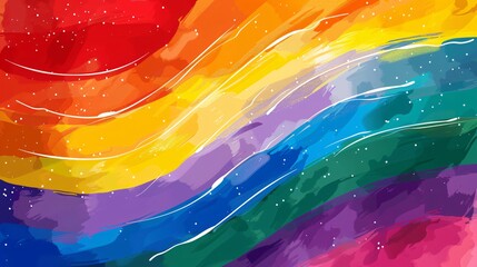 Vibrant Abstract Waves of Colorful Rainbow Patterns in Watercolor Style