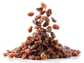dried fruit and nuts on white background