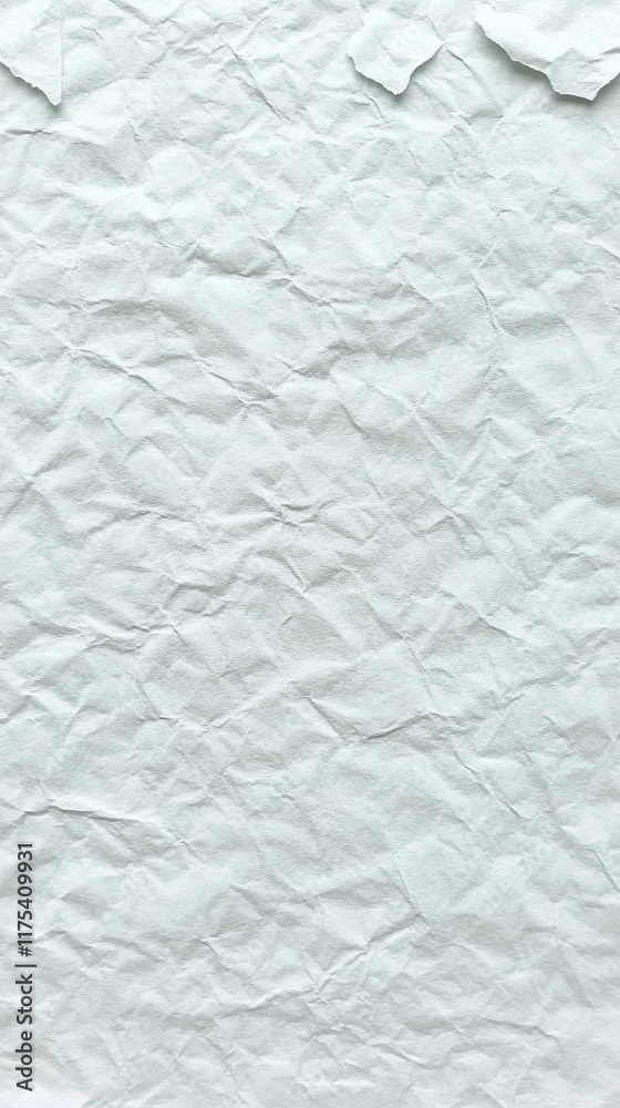 Poster crumpled white paper creating a textured backdrop for creative artistic designs and concepts