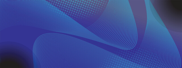 Abstract background with blue color glowing geometric wavy spiral lines particle. Modern minimal trendy shiny lines pattern. Vector illustration