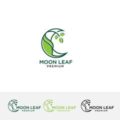 Moon beauty leaf logo design icon vector