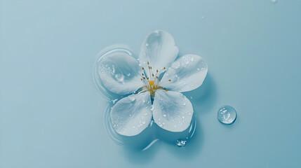 Close up of flowers floating on the surface of the water.