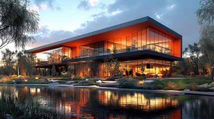 Obraz premium Office building with environmental response systems