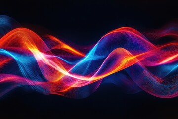Fototapeta premium Dynamic and colorful light waves flowing across a dark background