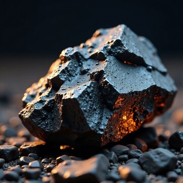 Large chunk of magnetite with distinct magnetic properties, dense magnetic core, geological formation