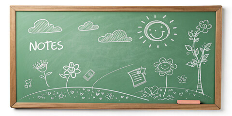 Fototapeta premium Artistic Green Chalkboard Illustration Isolated on a White Background for Educational Use