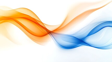 Artistic waves of orange blanc and blue intertwining on a smooth abstract background