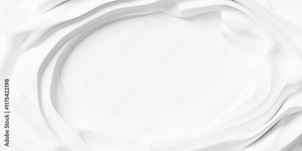 Poster soft white geometry folded ring or loop background template with copy space