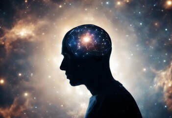 concept universe silhouette man scientific space brain