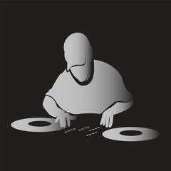 	
silhouette of dj on white background vector illustration	

